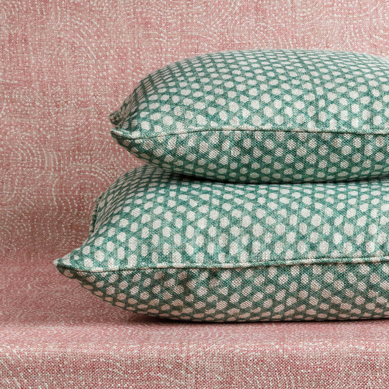 Square Cushion in Green Wicker