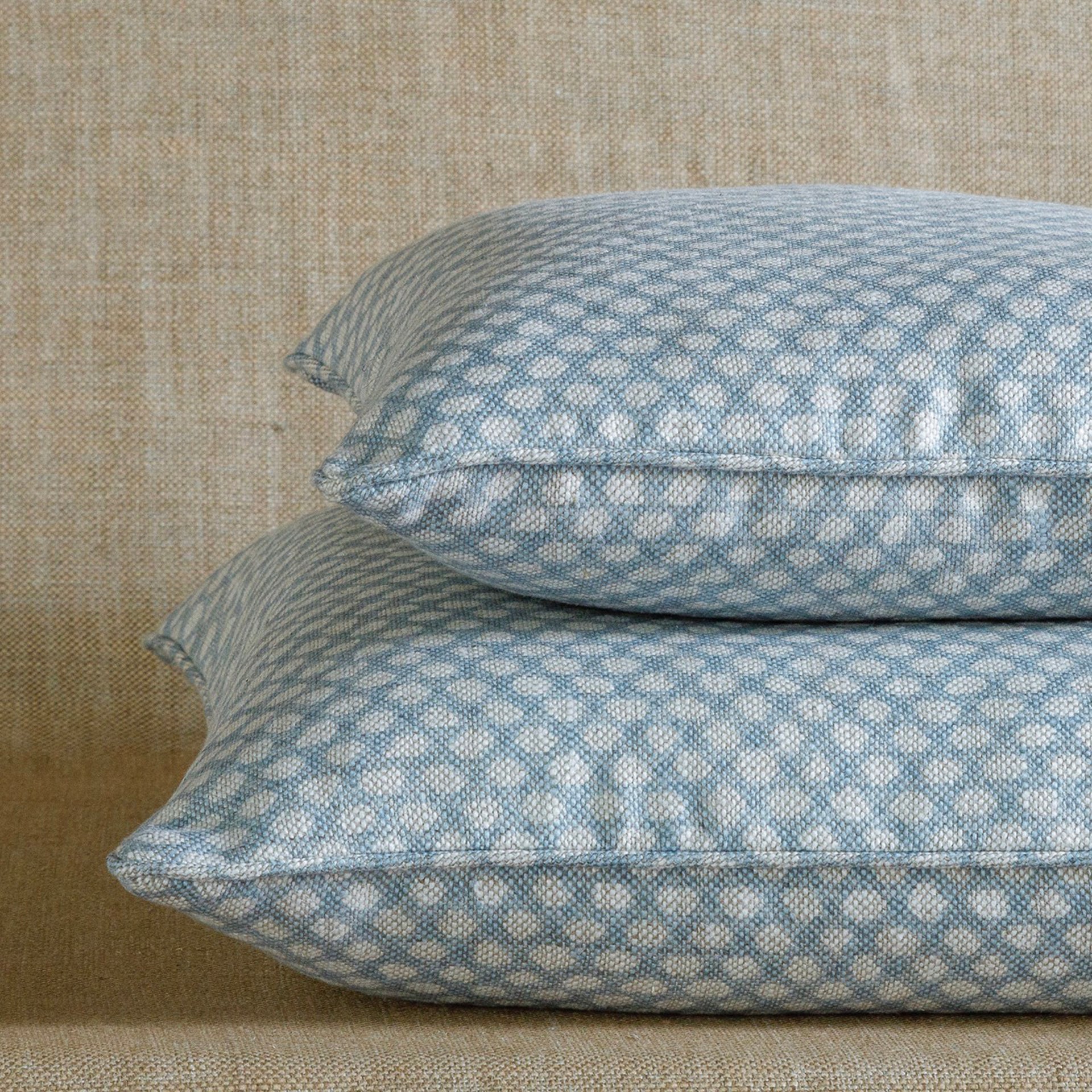 Square Cushion in Light Blue Wicker