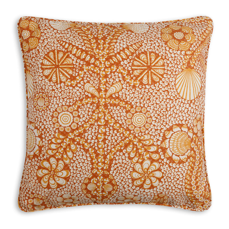 Square Outdoor Cushion in Orange Shell Grotto
