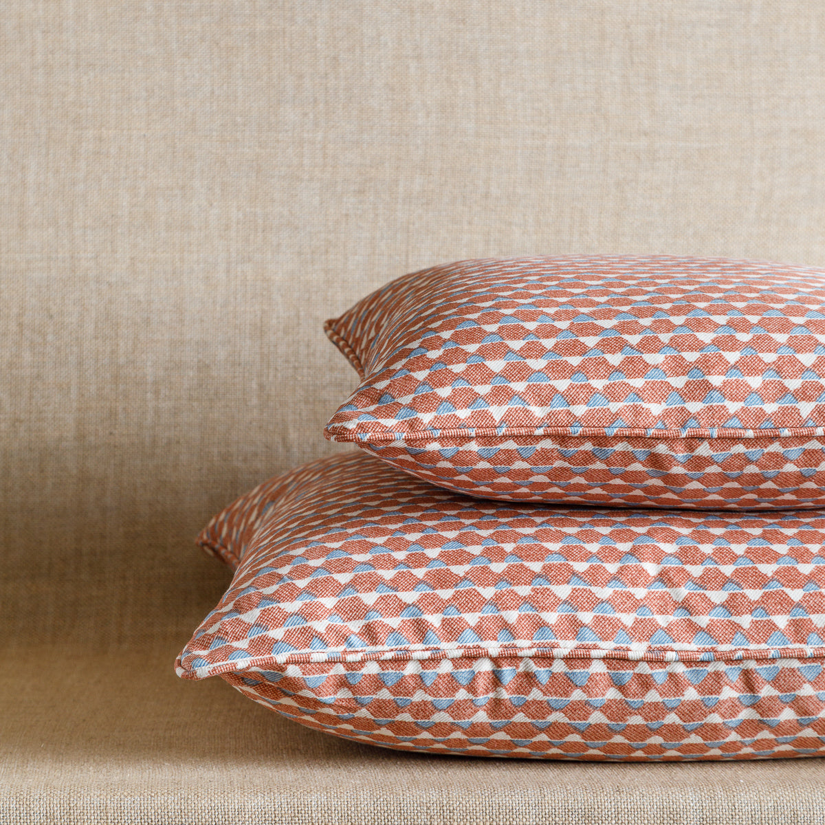 Square Cushion in Orange and Blue Tara