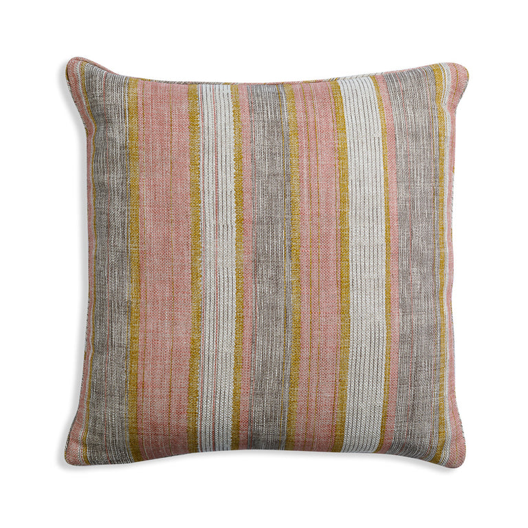 Square Cushion in Pink and Yellow Carskiey Broad Stripe