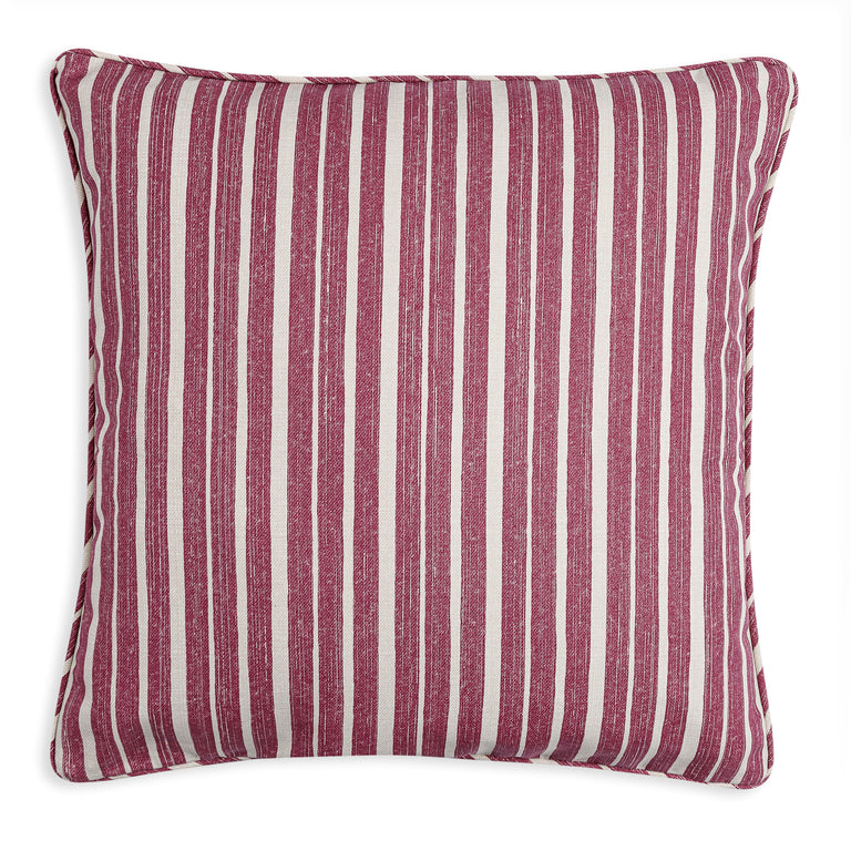 Square Outdoor Cushion in Pink York Stripe