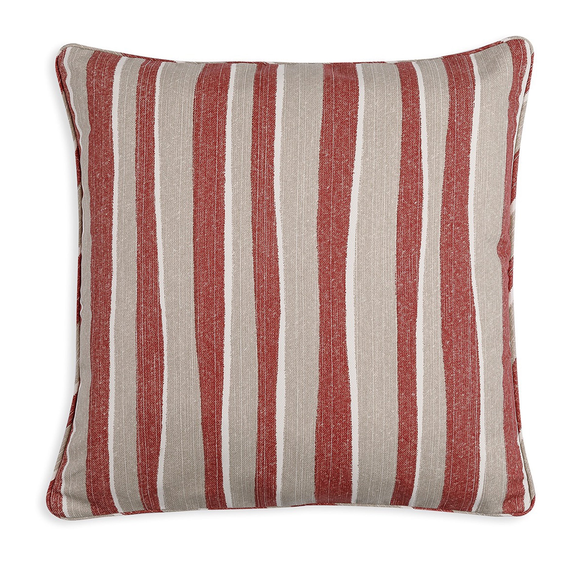 Square Outdoor Cushion in Red and Neutral Orchard Stripe