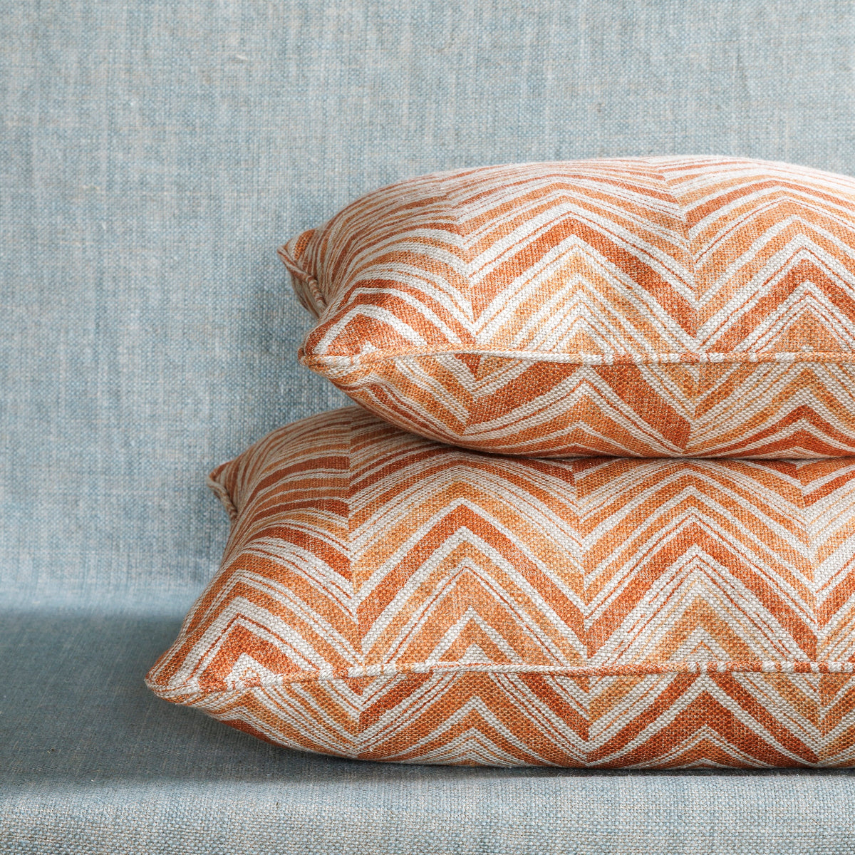 Square Cushion in Orange Flame Stitch