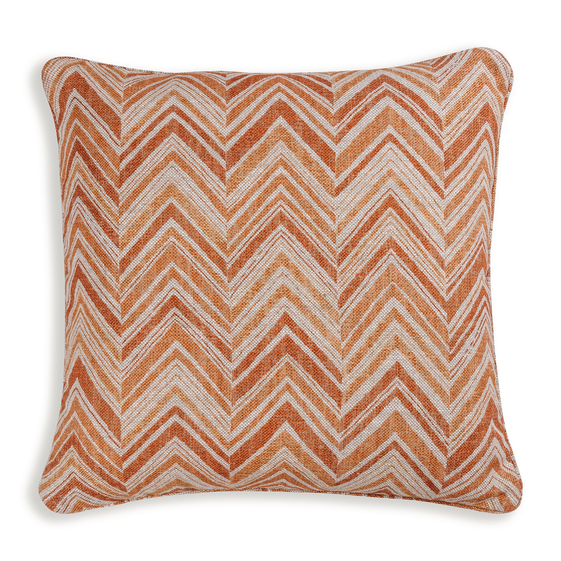 Square Cushion in Orange Flame Stitch