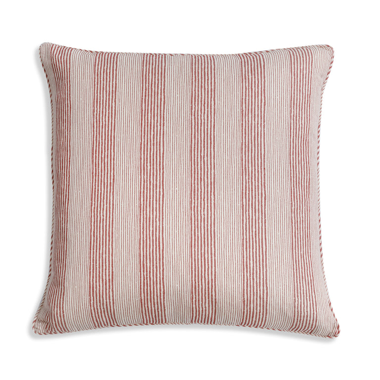 Square Cushion in Red Ticking
