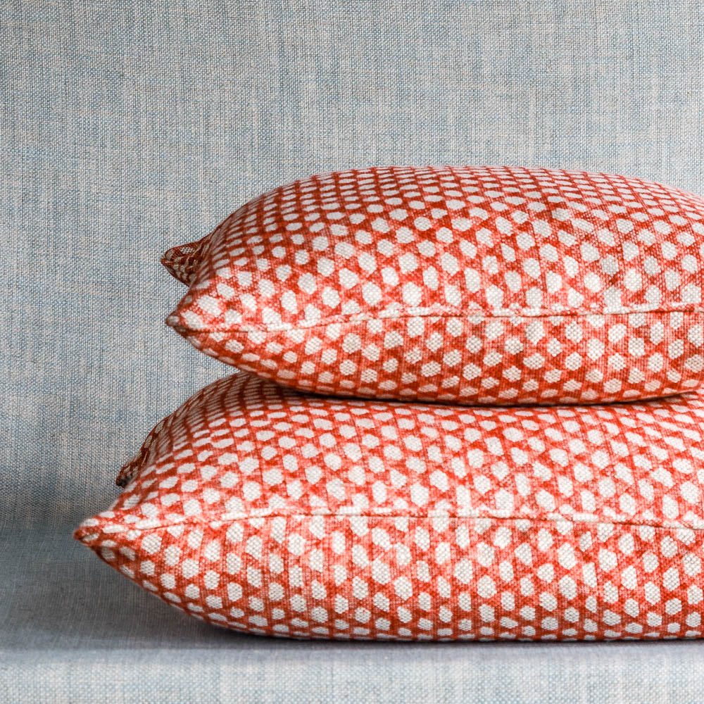 Square Cushion in Red Wicker