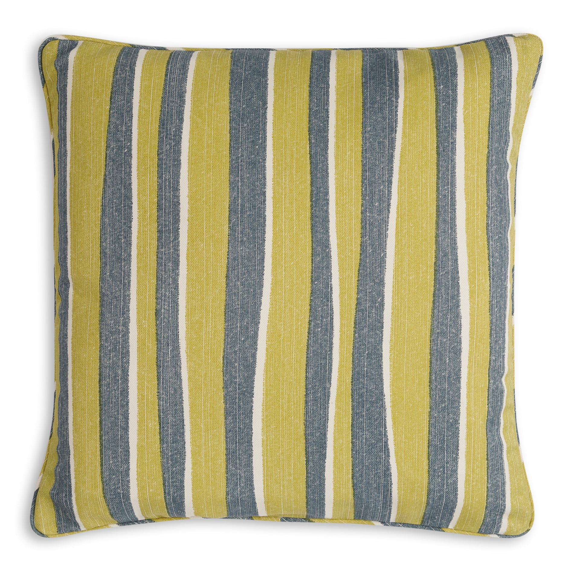 Square Outdoor Cushion in Yellow and Blue Orchard Stripe