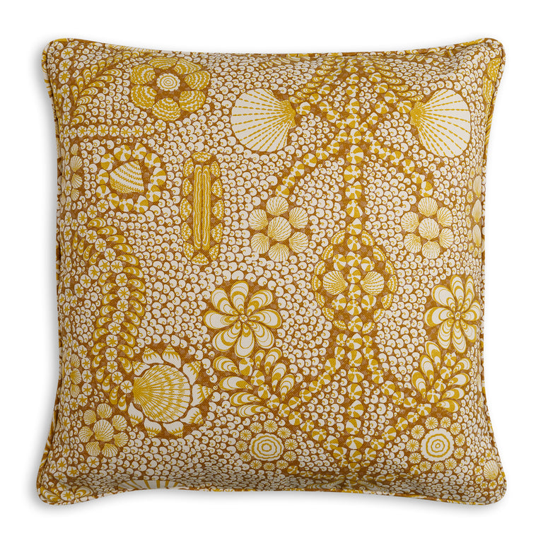 Square Outdoor Cushion in Yellow Shell Grotto
