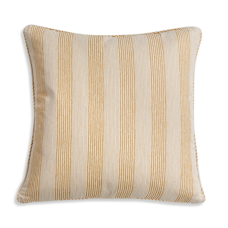 Square Cushion in Yellow Ticking