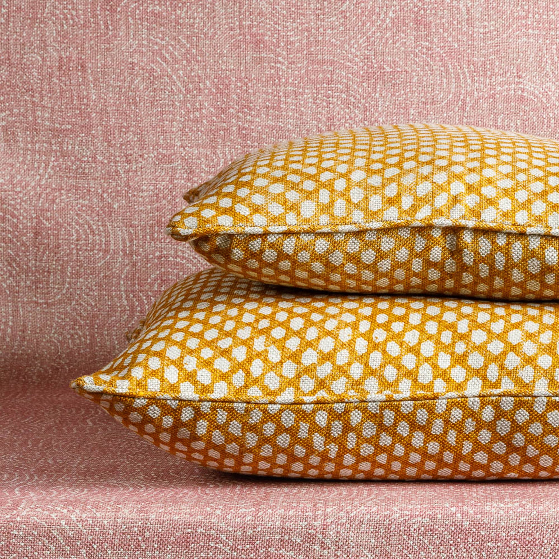 Square Cushion in Yellow Wicker