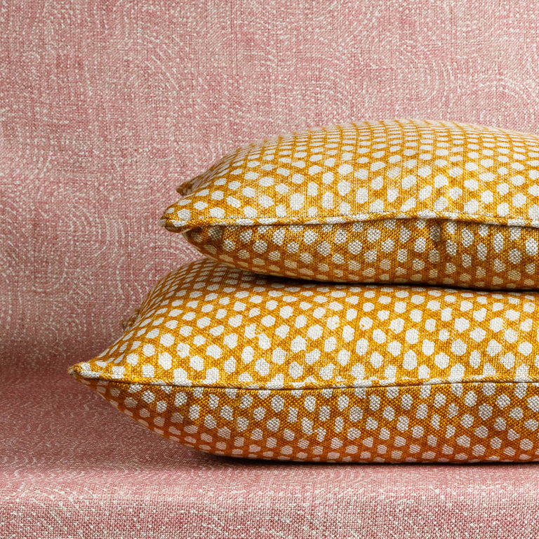 Square Cushion in Yellow Wicker