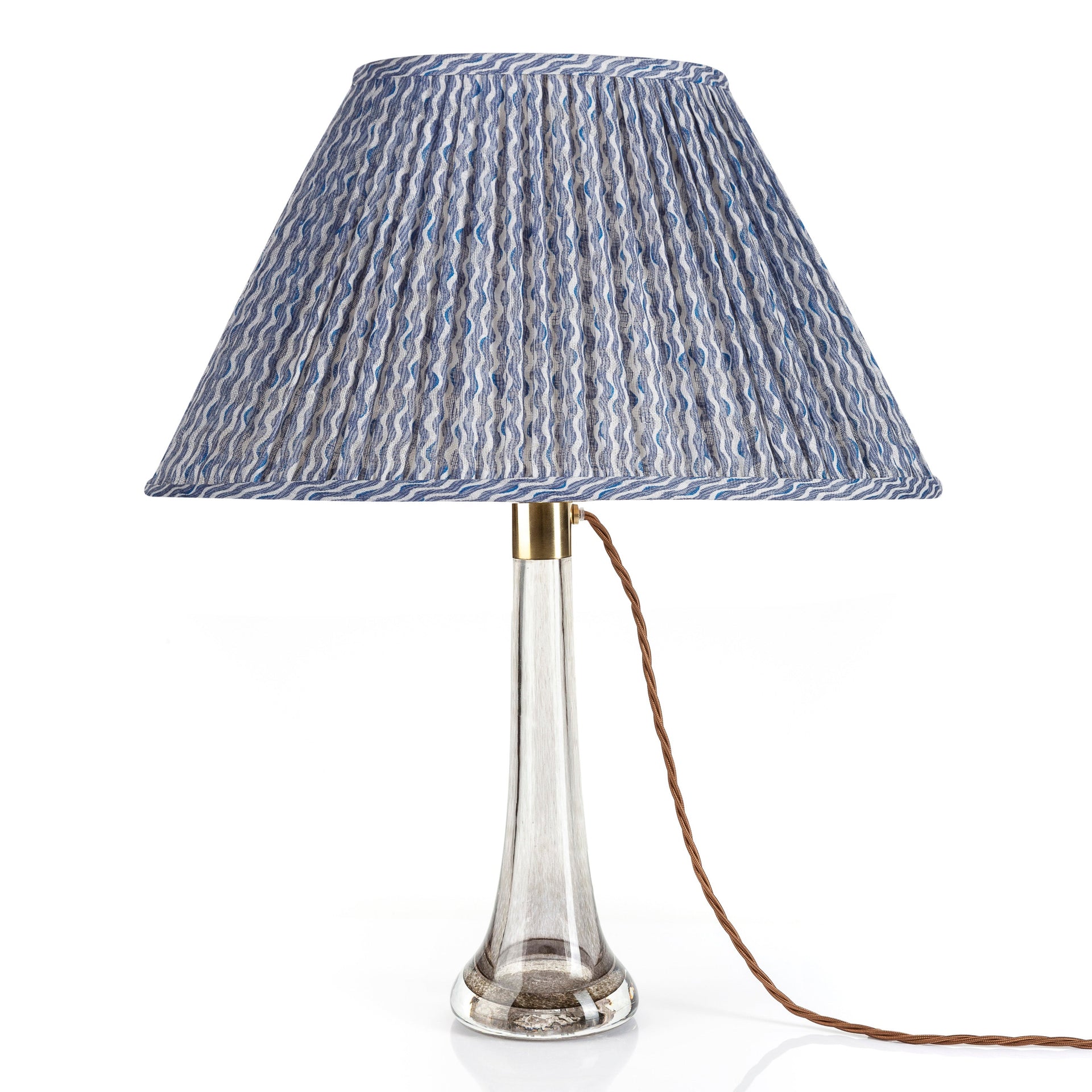 Oval Gathered Lampshade in Blue Popple
