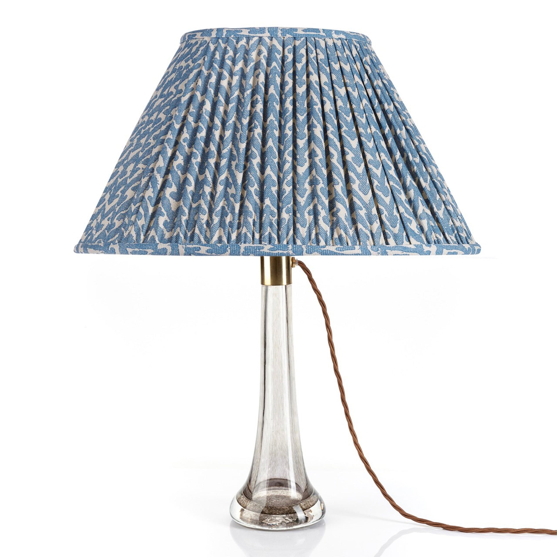 Oval Gathered Lampshade in Blue Rabanna