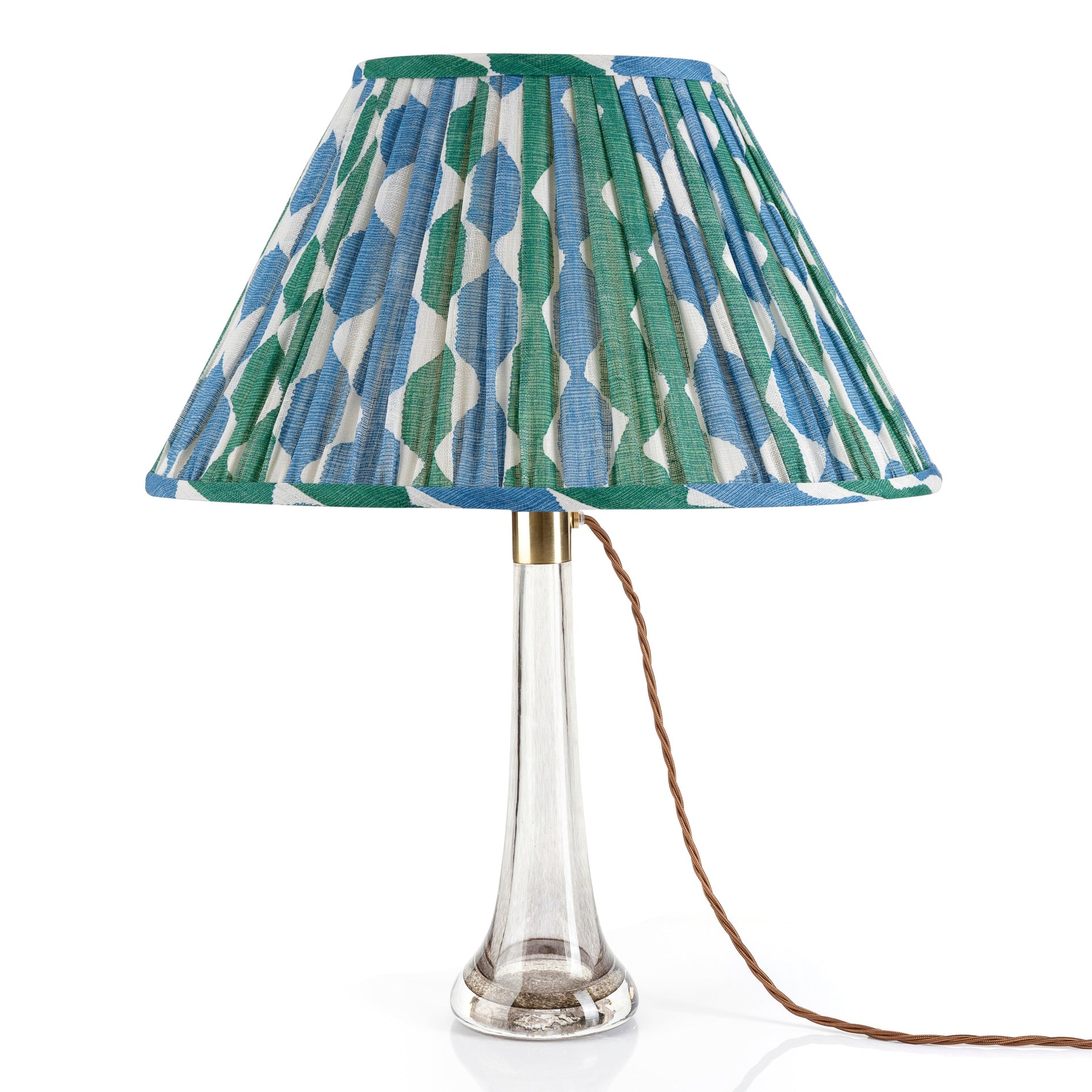 Oval Gathered Lampshade in Green and Blue Whittle