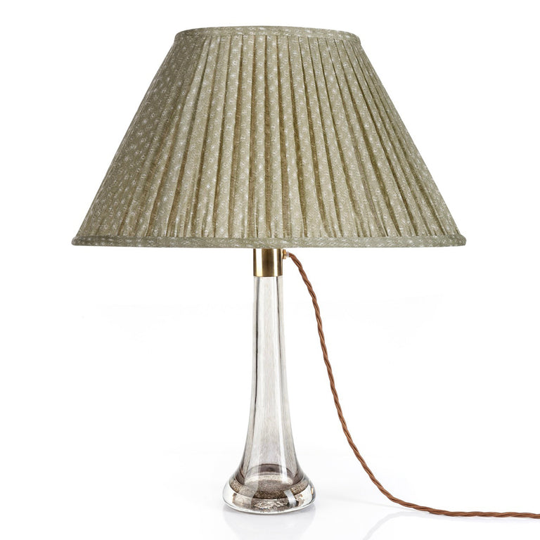 Oval Gathered Lampshade in Green Figured