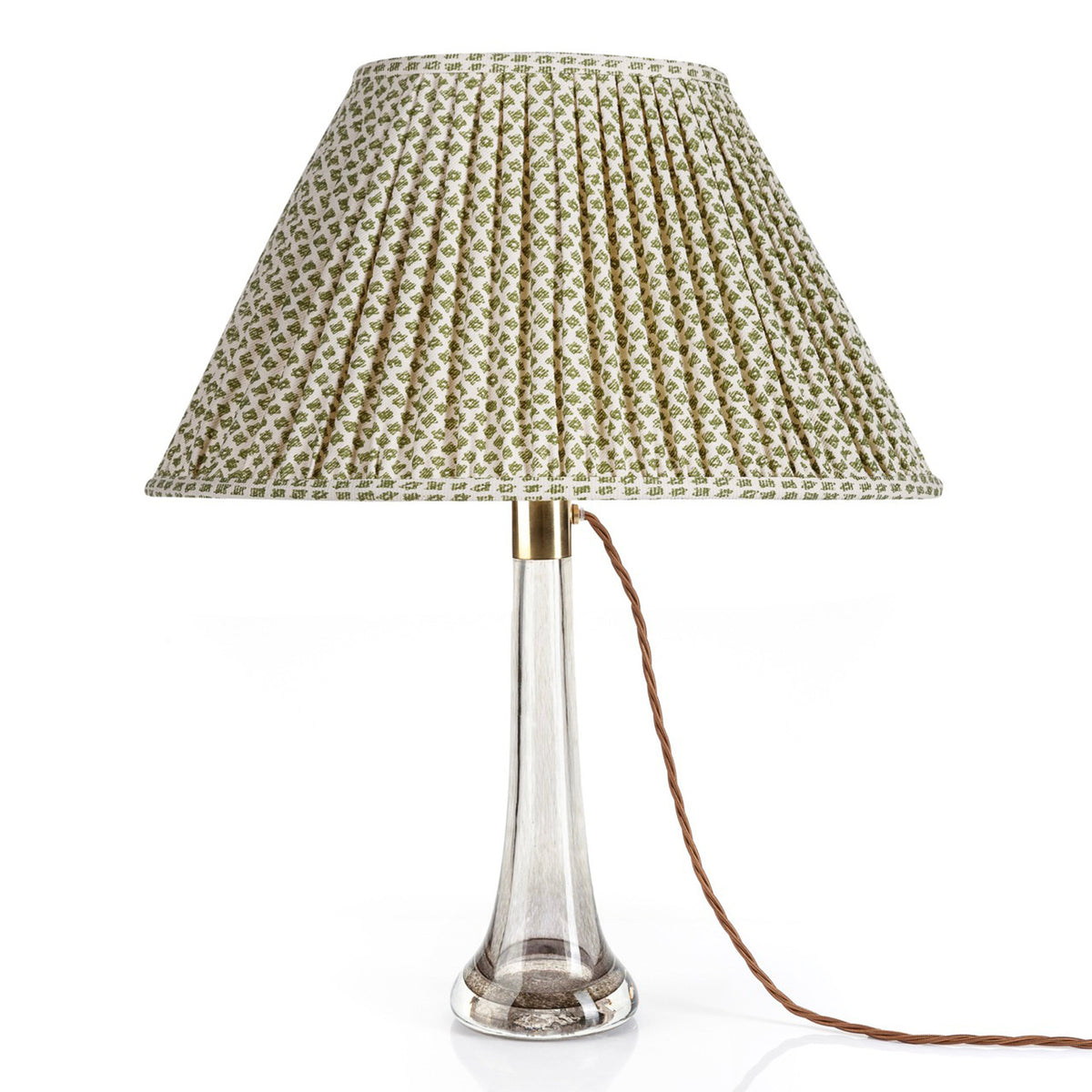 Oval Gathered Lampshade in Green Marden