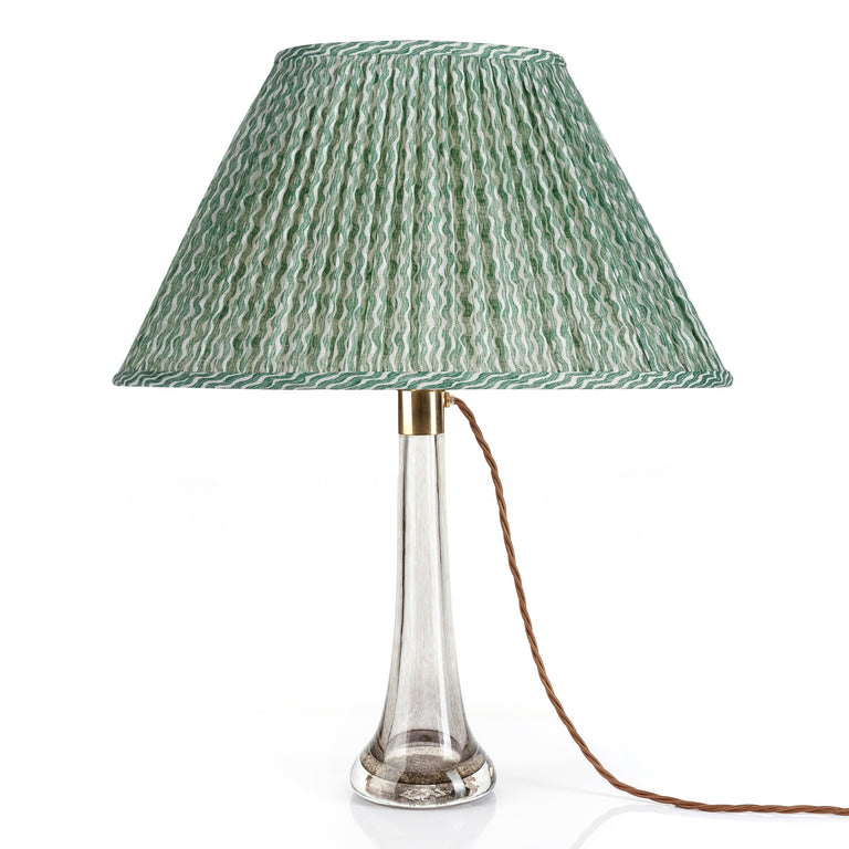 Oval Gathered Lampshade in Green Popple