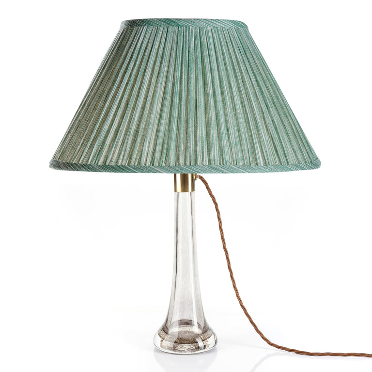 Oval Gathered Lampshade in Green Strié