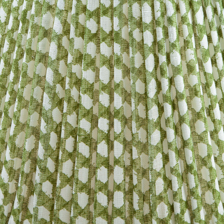 Oval Gathered Lampshade in Green Wicker