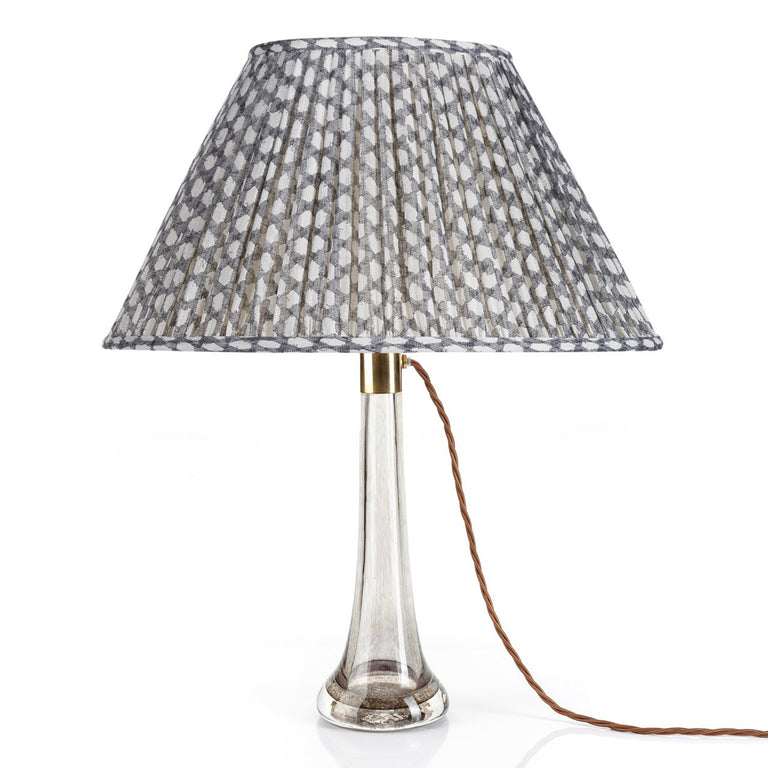 Oval Gathered Lampshade in Grey Wicker