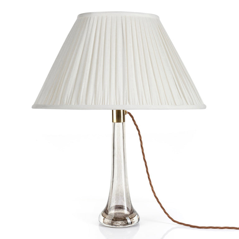 Oval Gathered Lampshade in Ivory Plain