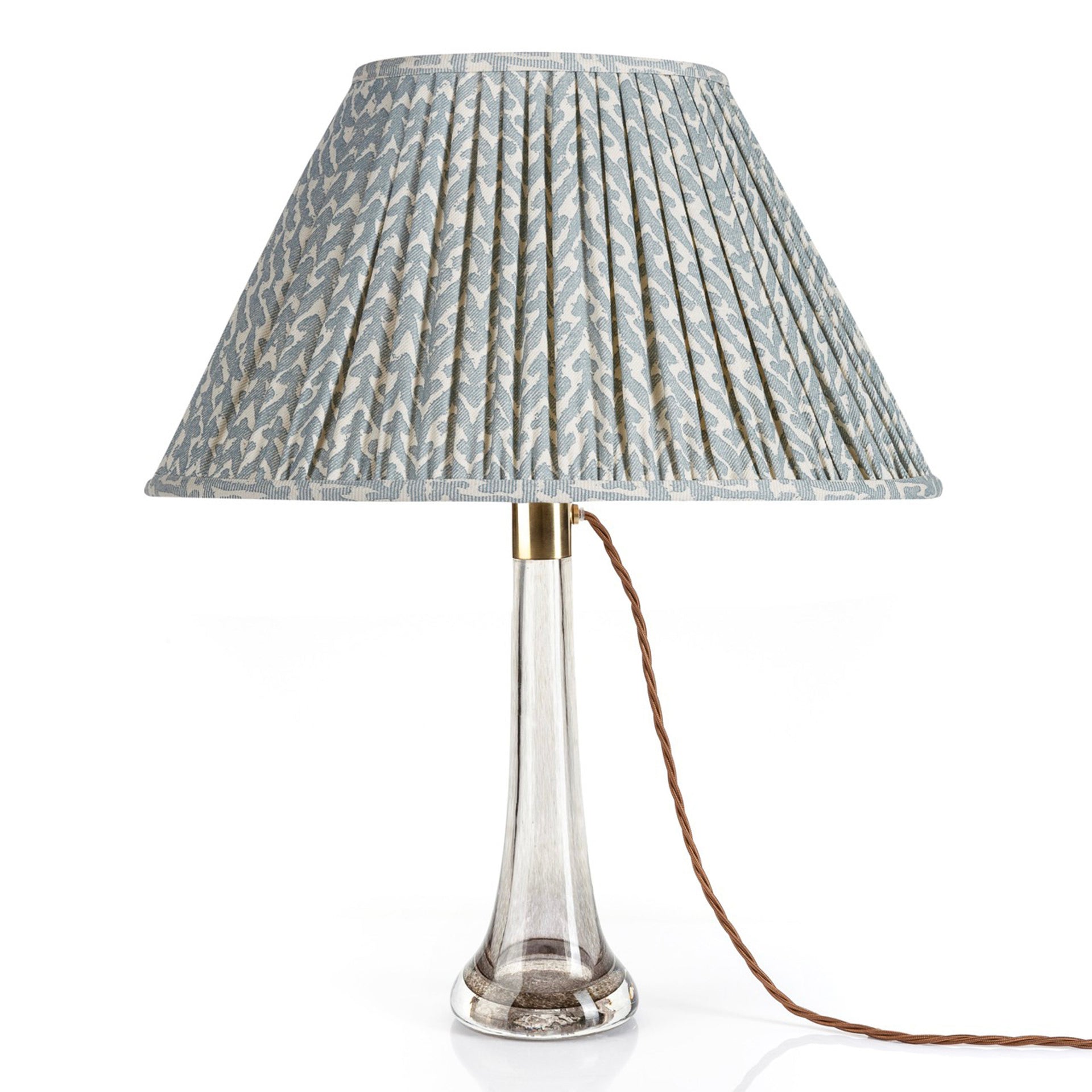 Oval Gathered Lampshade in Light Blue Rabanna
