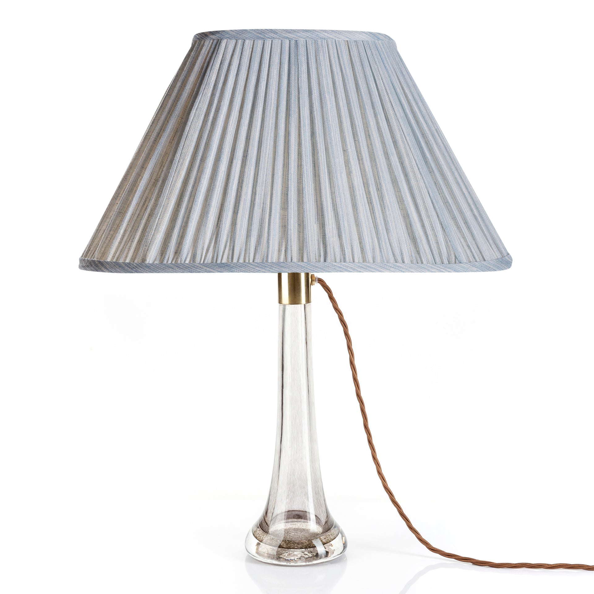 Oval Gathered Lampshade in Light Blue Strié