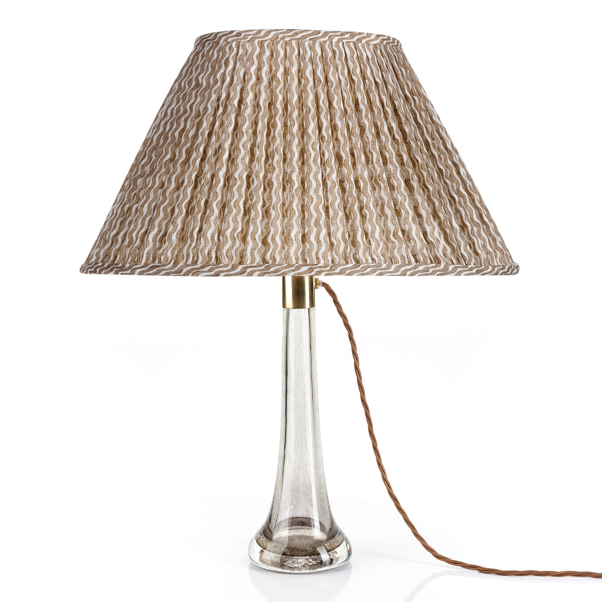 Oval Gathered Lampshade in Nut Brown Popple