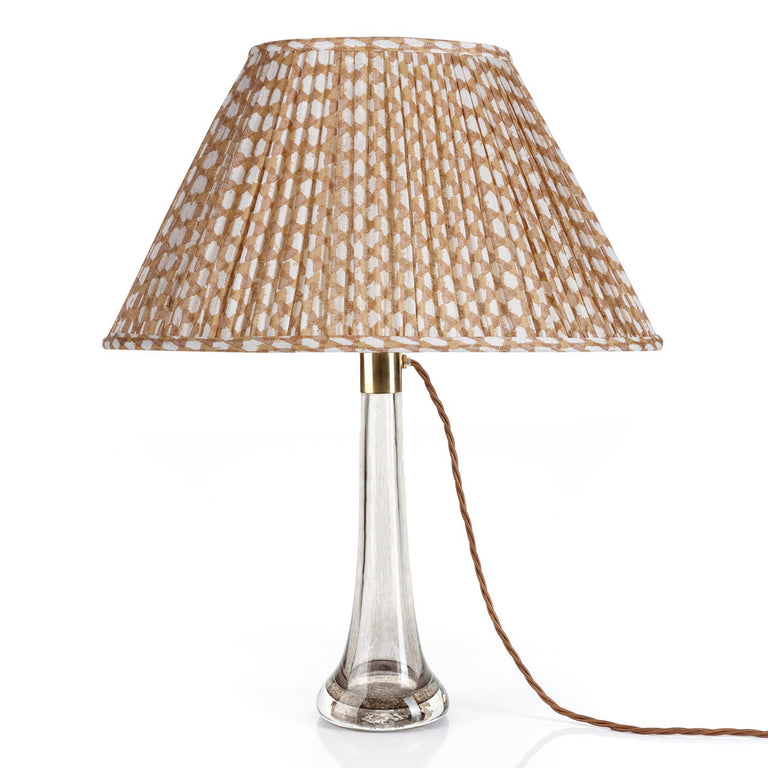 Oval Gathered Lampshade in Nut Brown Wicker