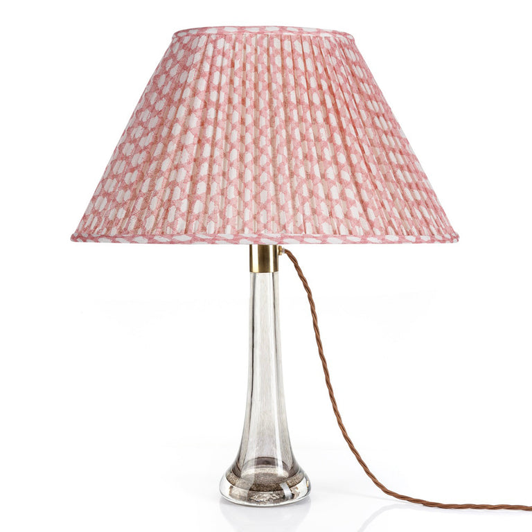 Oval Gathered Lampshade in Pink Wicker