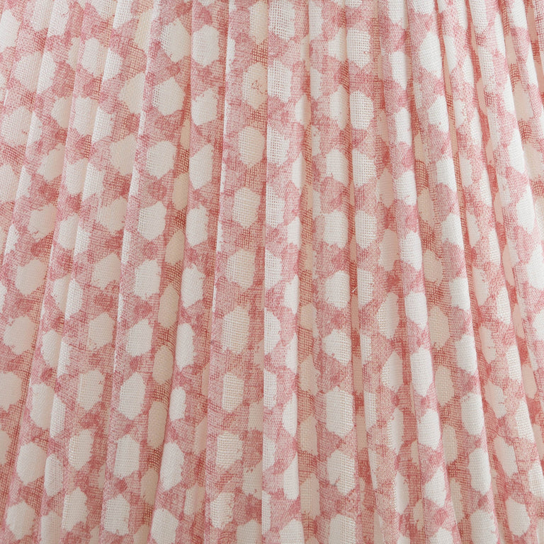Oval Gathered Lampshade in Pink Wicker
