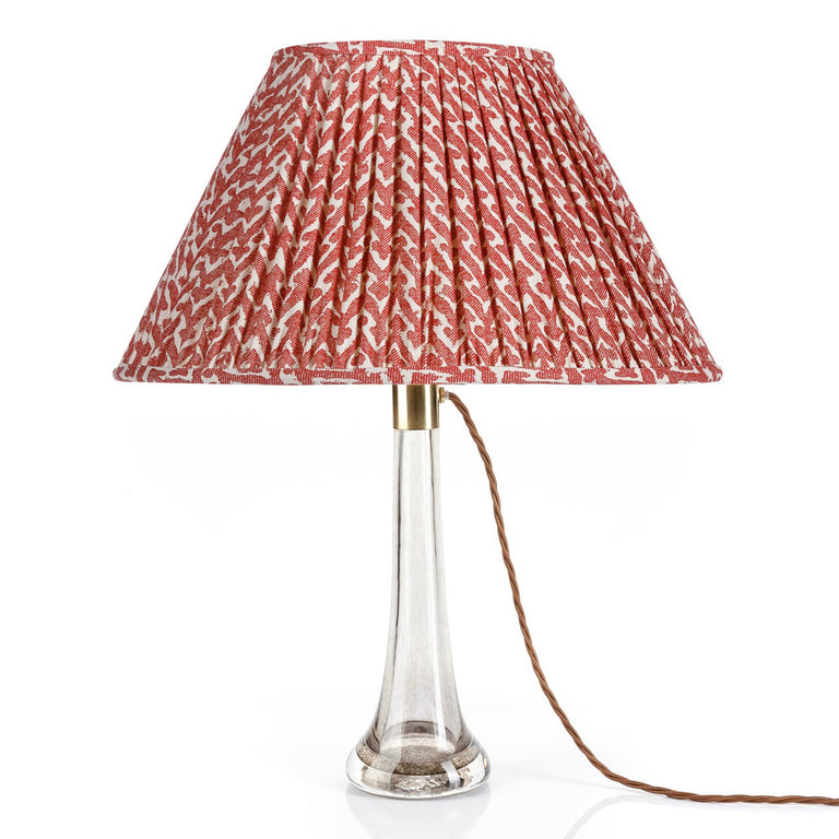 Oval Gathered Lampshade in Red Rabanna