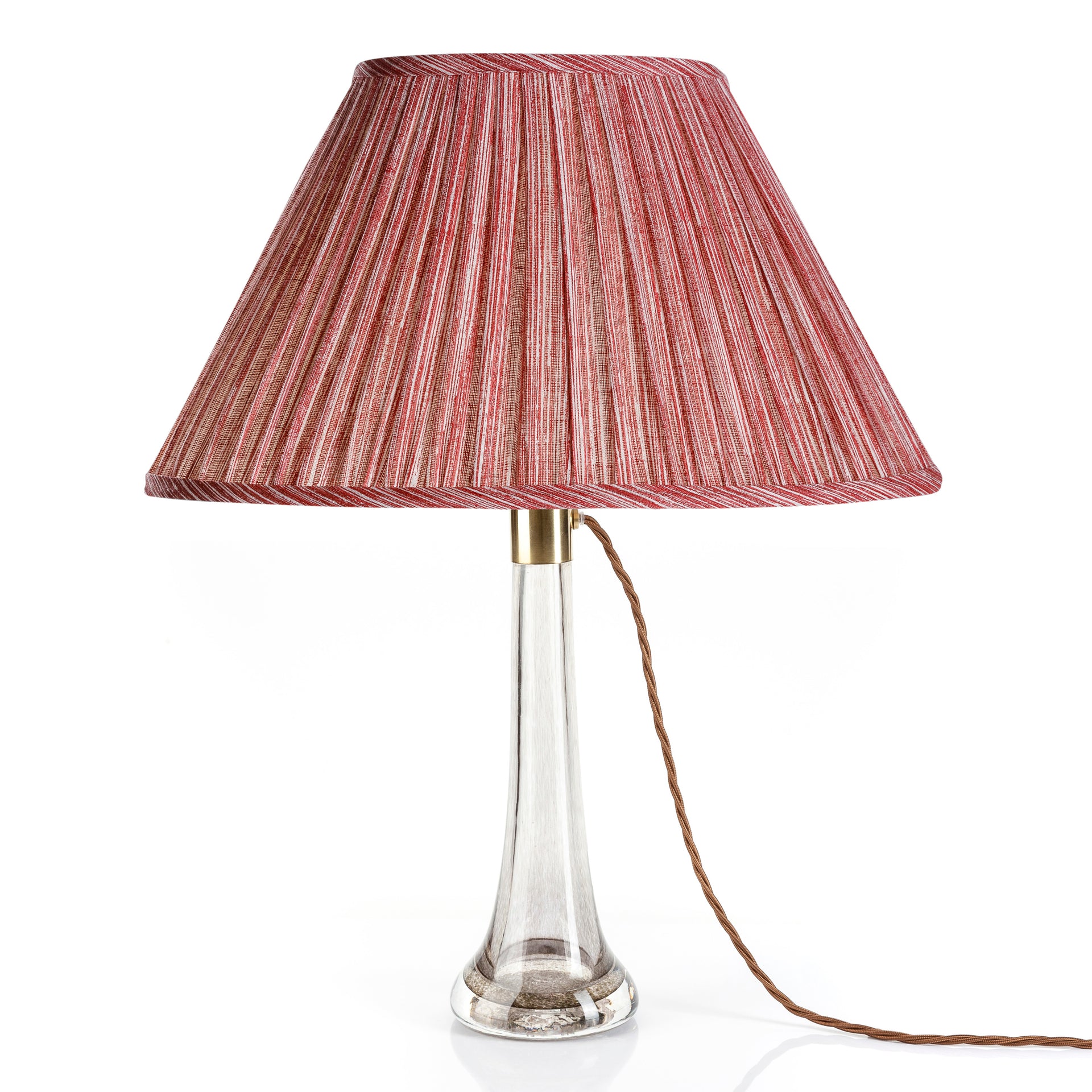 Oval Gathered Lampshade in Red Strié