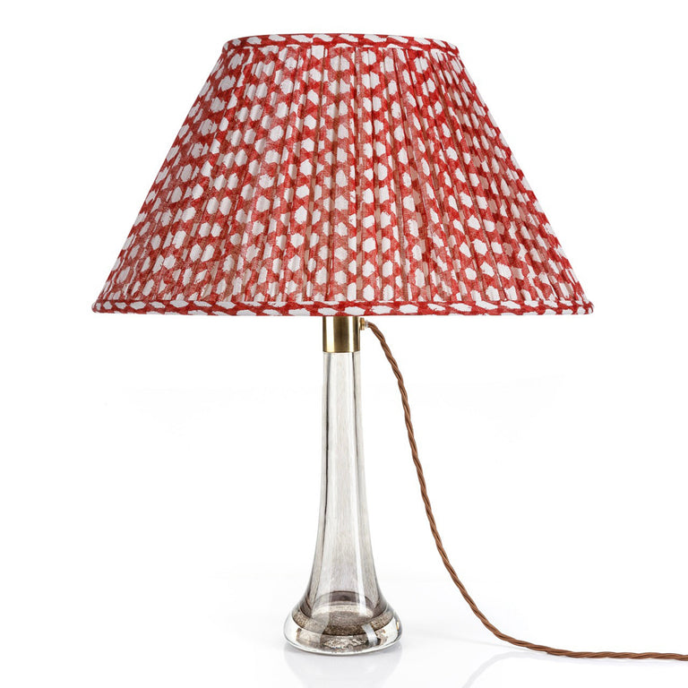 Oval Gathered Lampshade in Red Wicker