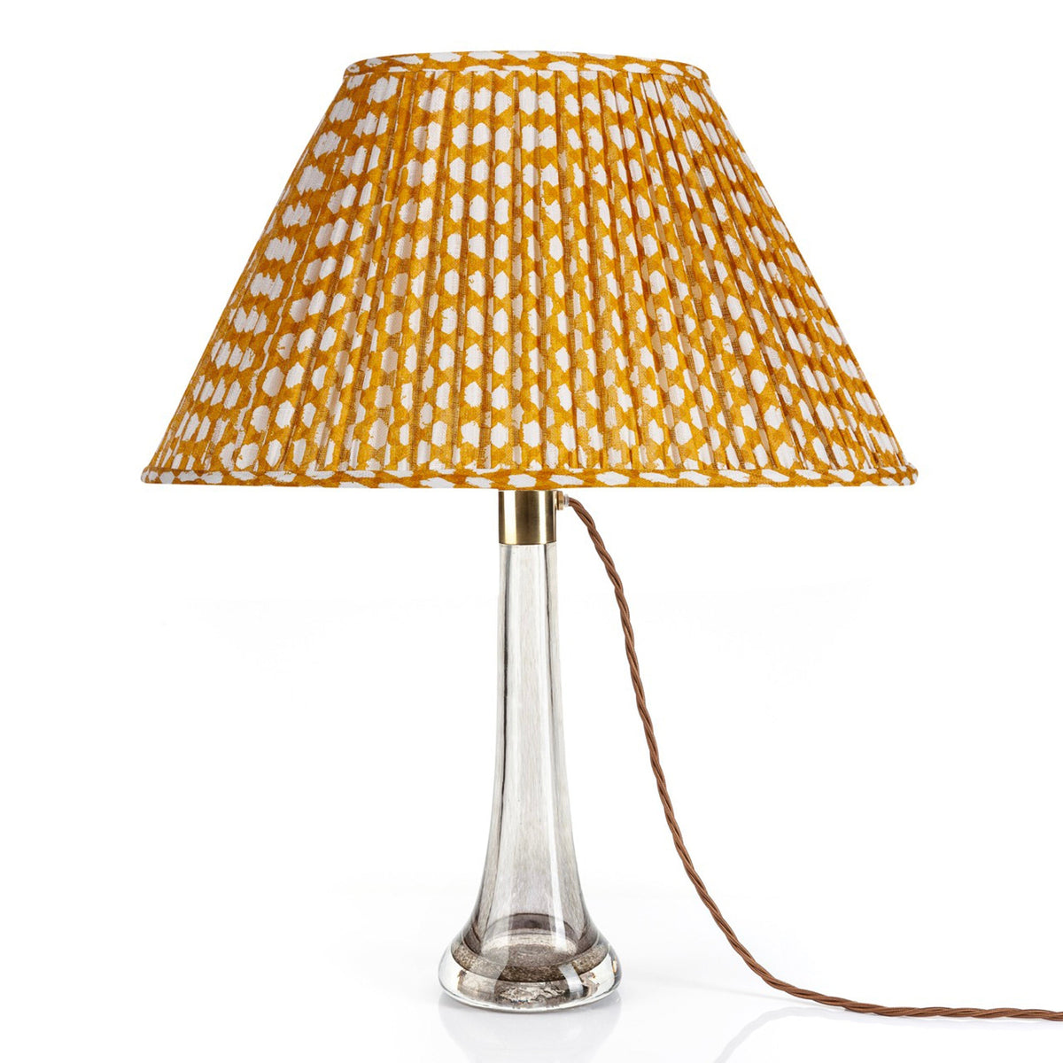 Oval Gathered Lampshade in Yellow Wicker