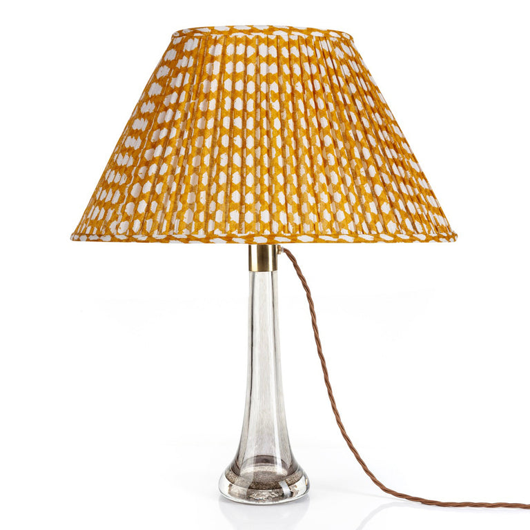 Oval Gathered Lampshade in Yellow Wicker