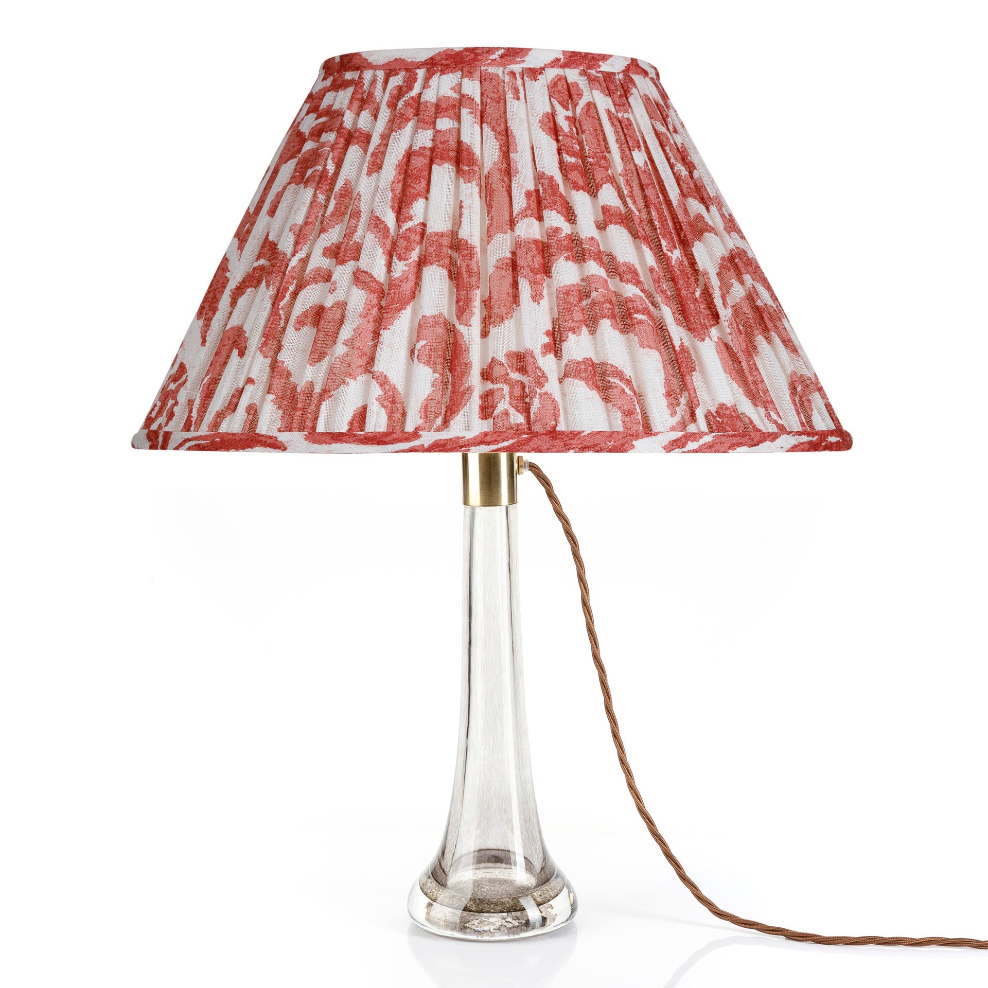 Oval Gathered Lampshade in Red Marlborough