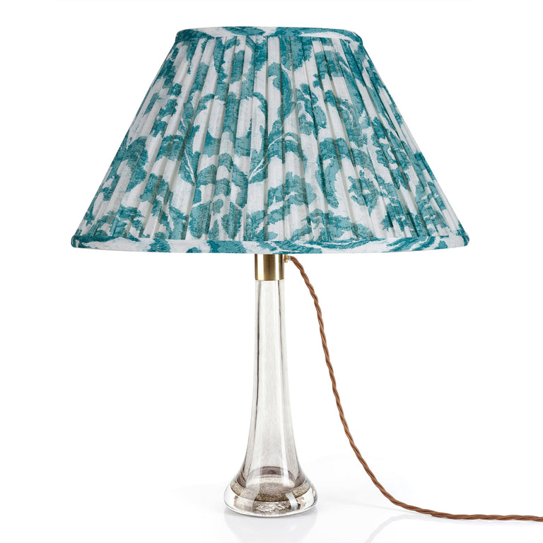 Oval Gathered Lampshade in Teal Marlborough