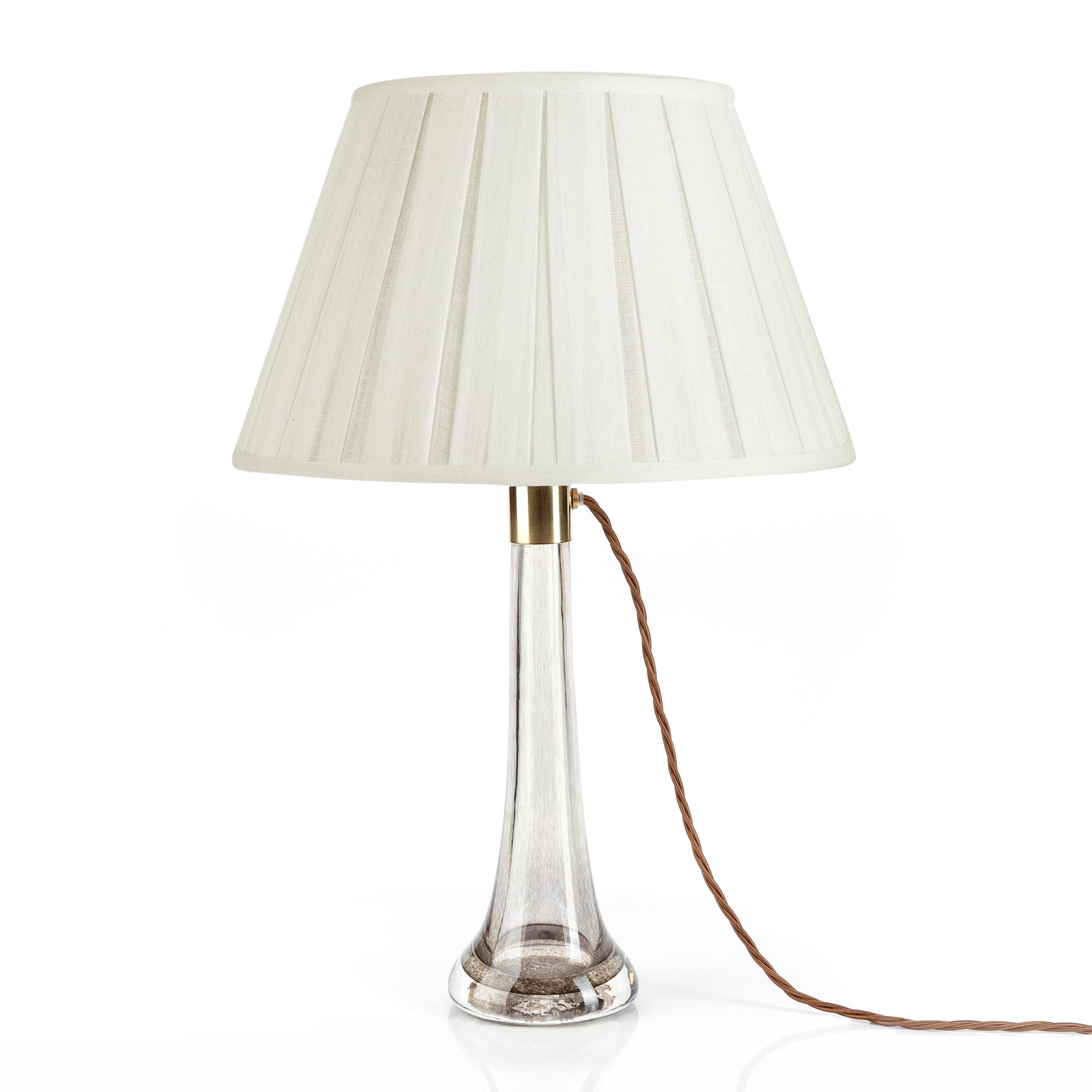 Round Box Pleat Lampshade in Ivory Plain