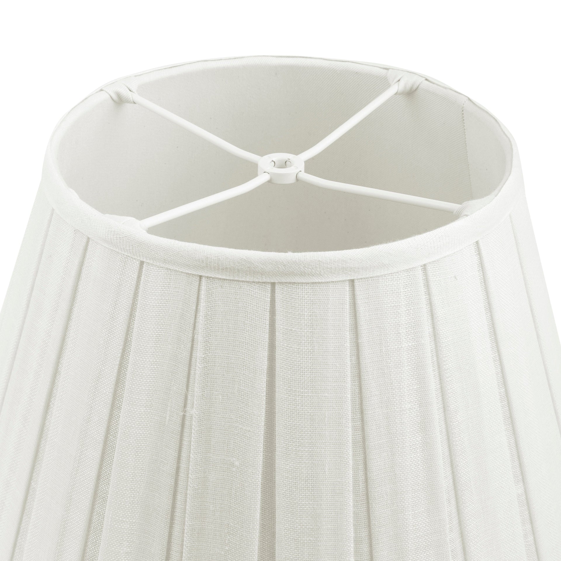 Round Box Pleat Lampshade in Ivory Plain