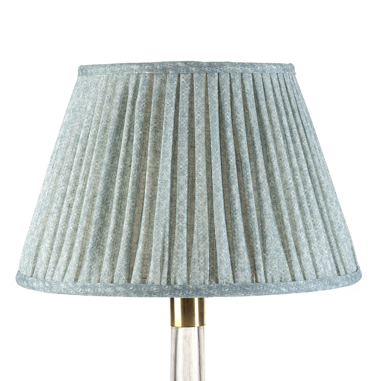 Round Gathered Lampshade in Blue Figured