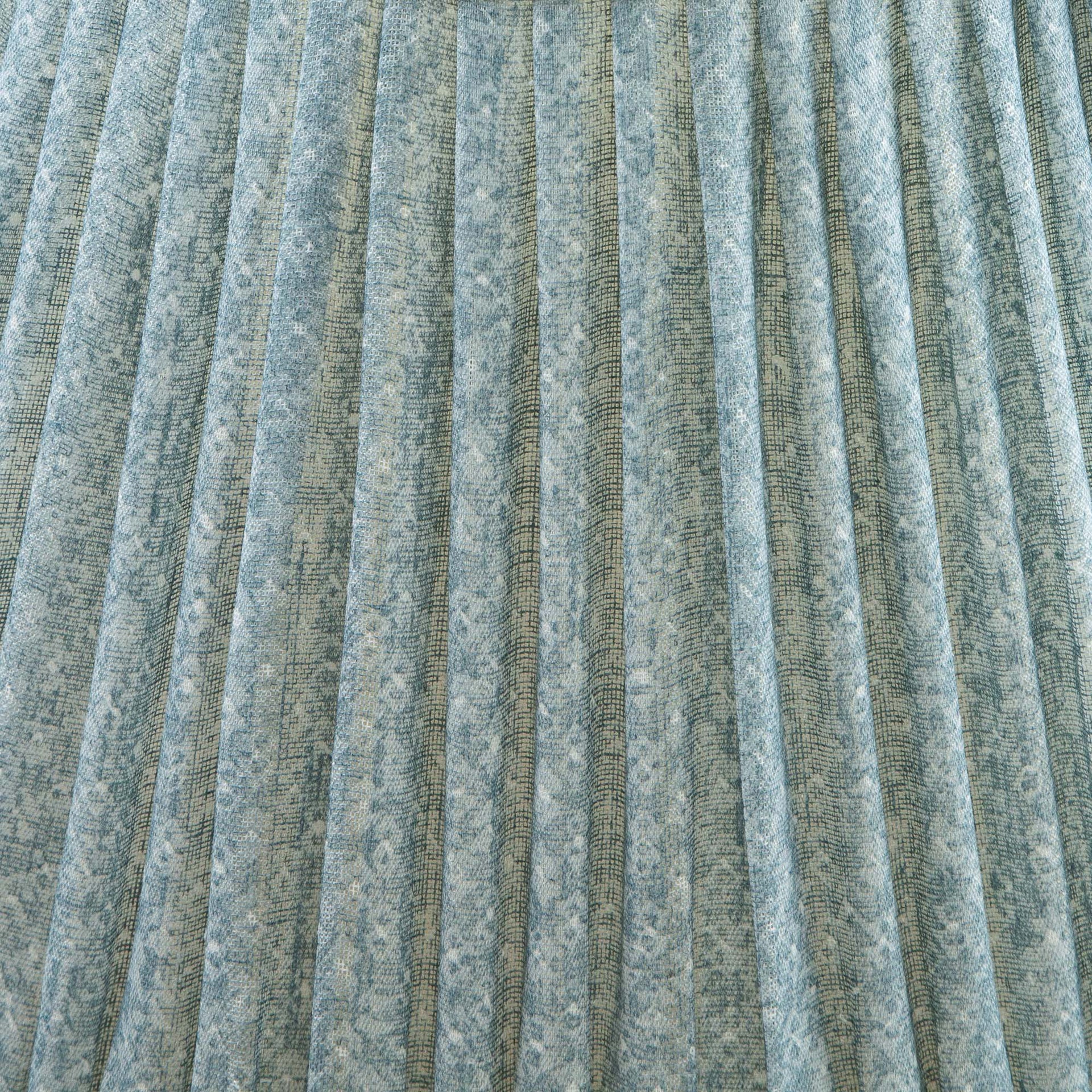 Round Gathered Lampshade in Blue Figured