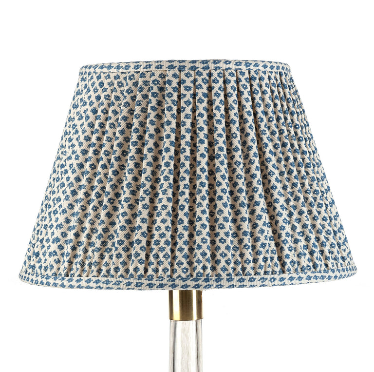 Round Gathered Lampshade in Blue Marden