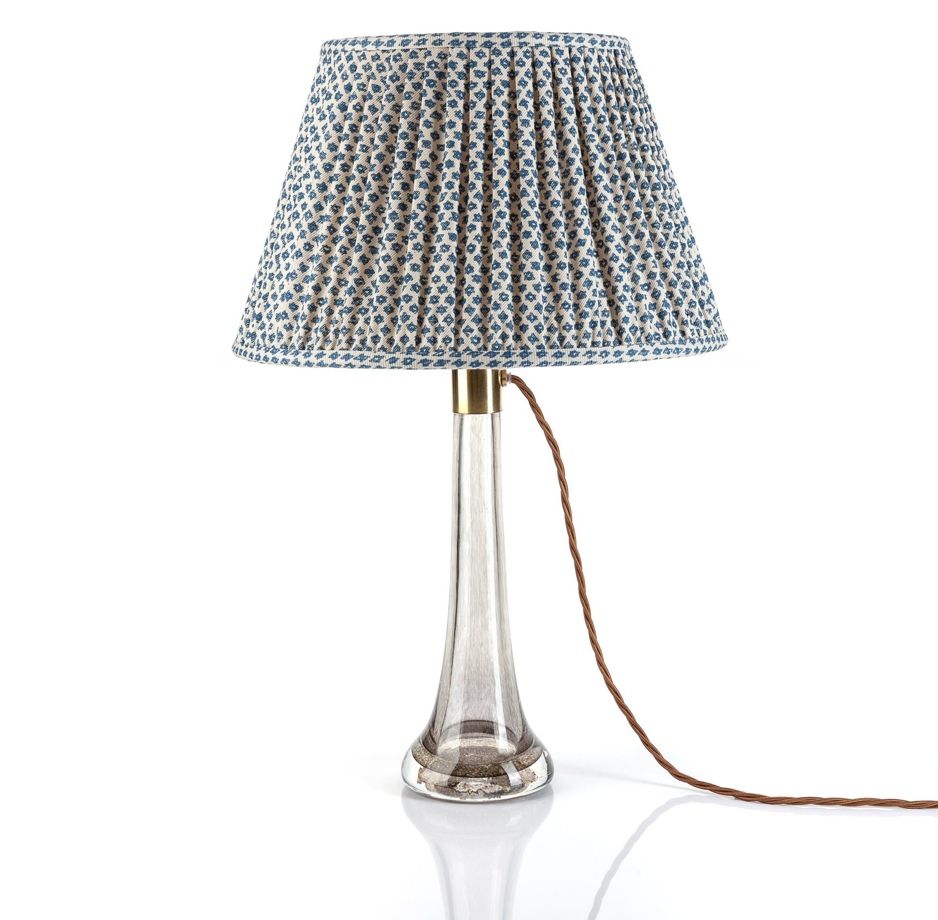 Round Gathered Lampshade in Blue Marden