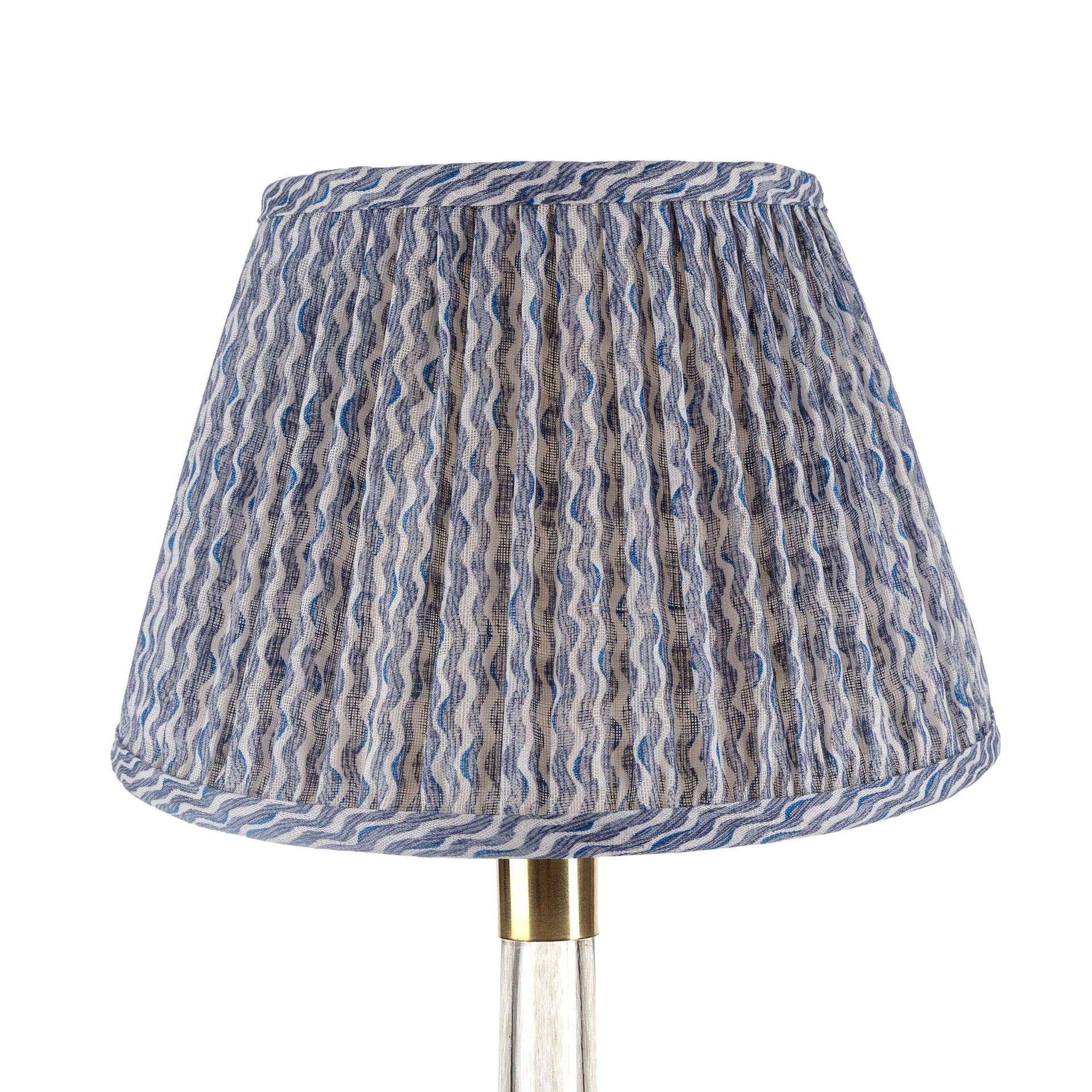 Round Gathered Lampshade in Blue Popple