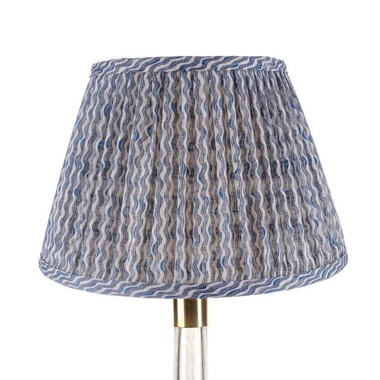 Round Gathered Lampshade in Blue Popple
