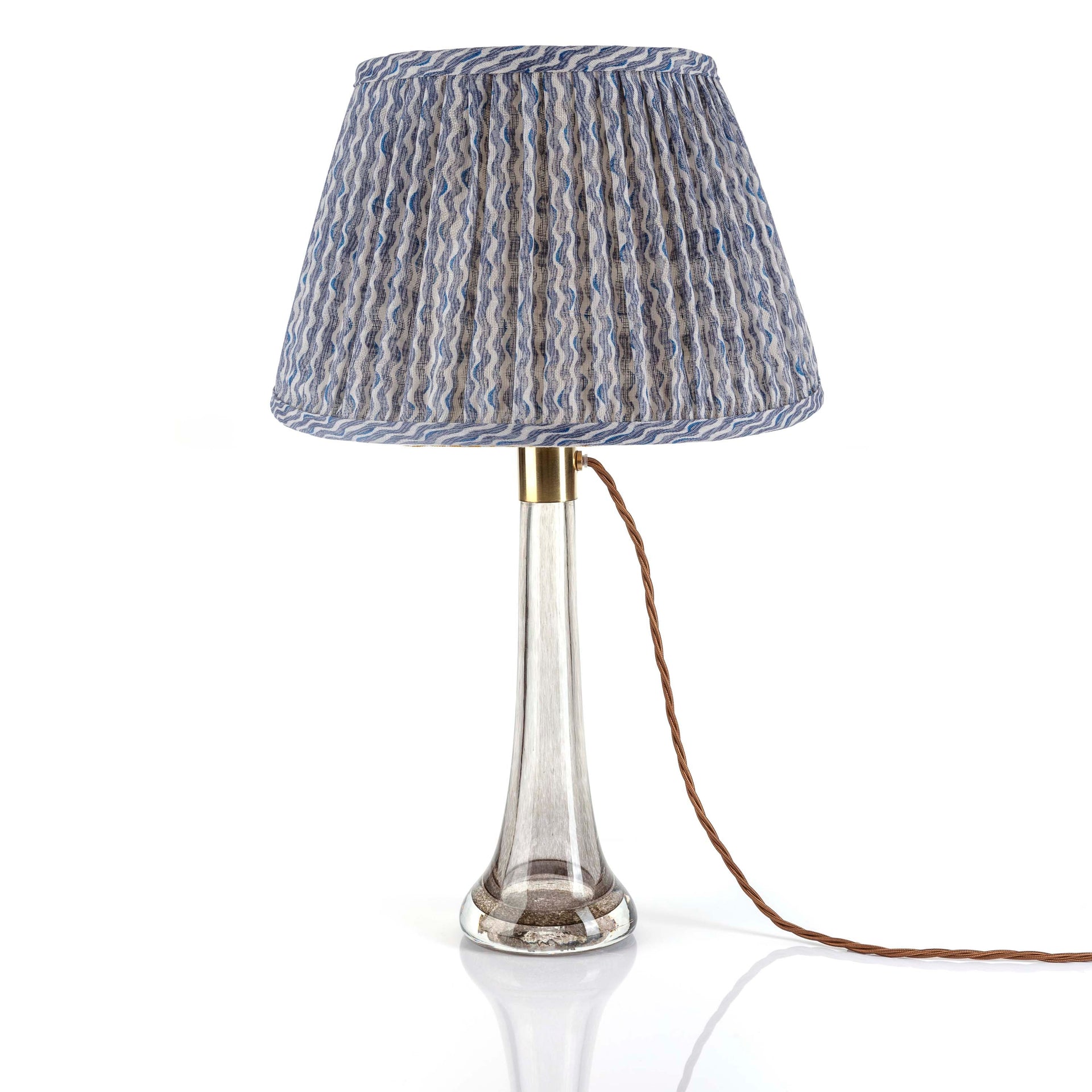 Round Gathered Lampshade in Blue Popple