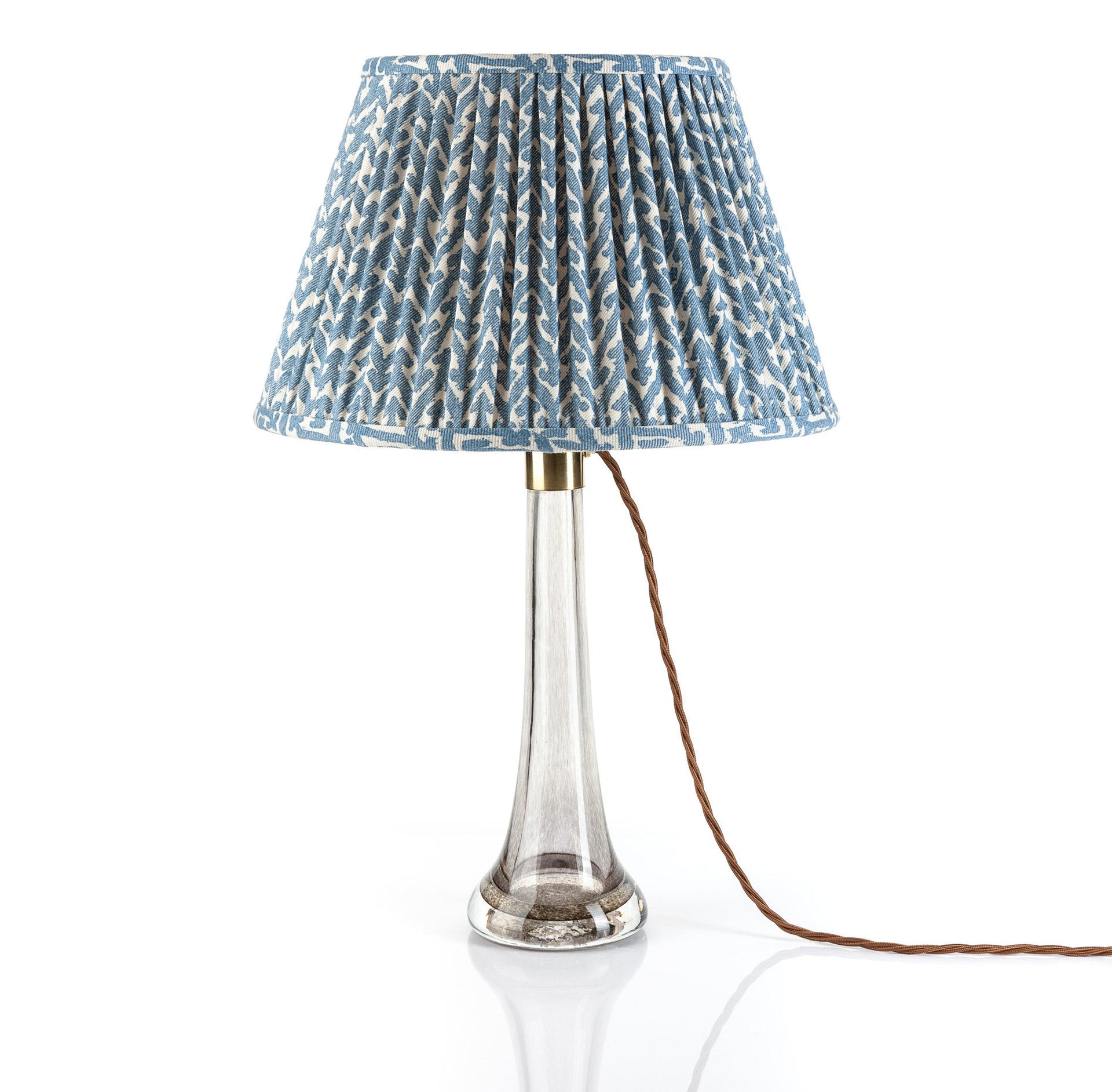 Round Gathered Lampshade in Blue Rabanna