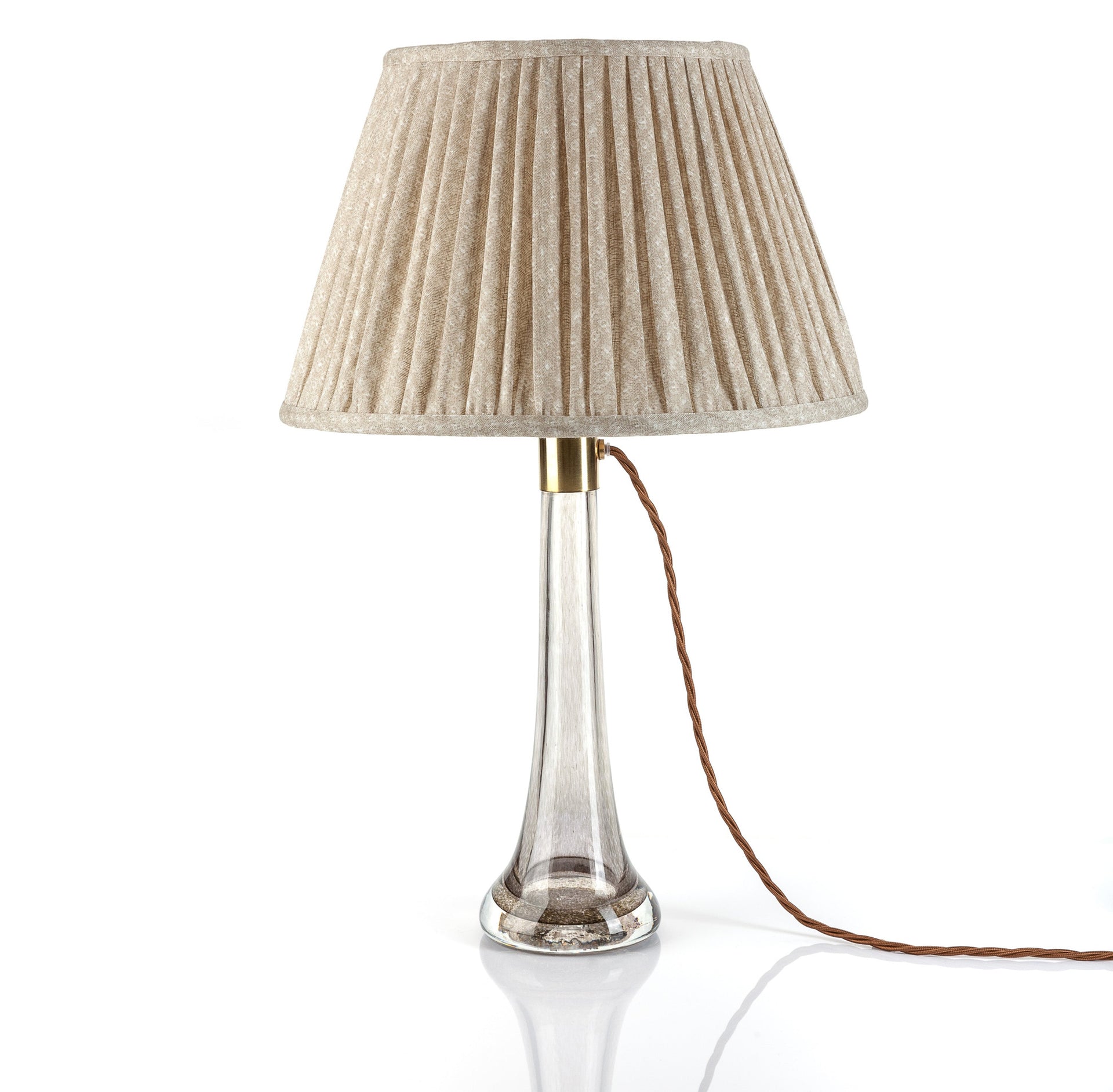 Round Gathered Lampshade in Ecru Figured